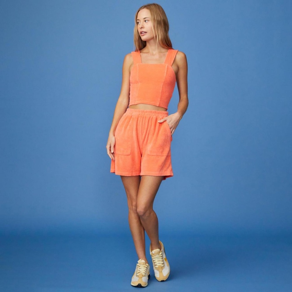(A53) MONROW Terry Cloth Cropped Tank Topā ONLY in Georgia Peach, Size XS, NWT